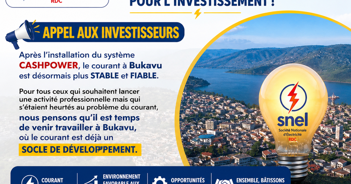 ⚡ Bukavu : un nouvel élan pour les investisseurs grâce à la stabilité du courant